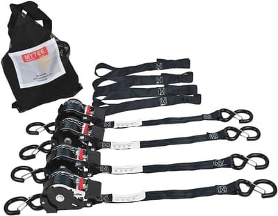 Intrekbare Ratelriemen 1 x 30 cm met Veiligheidsslot en S-haak - 4 Stuks
