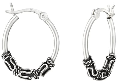 Joy|S - Zilveren Bali oorbellen - oorringen ovaal - Franse sluiting - 16 mm