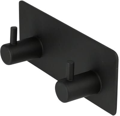 Haakjes zelfklevend - Handdoekhaakjes Zelfklevend - Haak dubbel metaal zelfklevend zwart - Luxe design-Multifunctioneel-Wandhaakjes