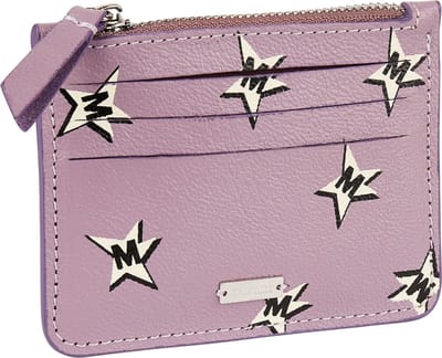 SCOTCH & SODA Leren Kaarthouder Printed Card Holder Petal Roze Veelkleurig