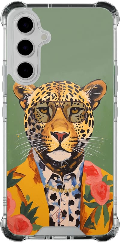 Casimoda® hoesje - Geschikt voor Samsung Galaxy A54 - Luipaard Hipster - Shockproof case - Extra sterk - TPU/polycarbonaat - Groen, Transparant