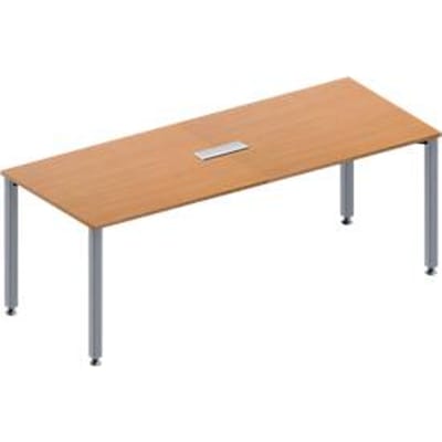 Schäfer Shop Genius Vergadertafel MODENA FLEX, in hoogte verstelbaar, 3-voudige contactdoos, rechthoekige vorm, 4-poot vierkante buis, B 2000 x D 800 mm, beukenpatroon