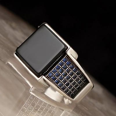 Nieuwe Punk Turkije Vintage Ringen Geometrisch Ovaal Zwart Geschikt Voor Jubileumfeest Bruiloft Herenringen High-End Luxe Sieraden 9 gray