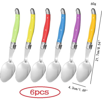 6 stuks Laguiole Dinerlepel 8'' Roestvrij Staal Lange handvat Tafel Lepels Wit Bestek Zwart Grote Serveer Schep Set Eetgerei