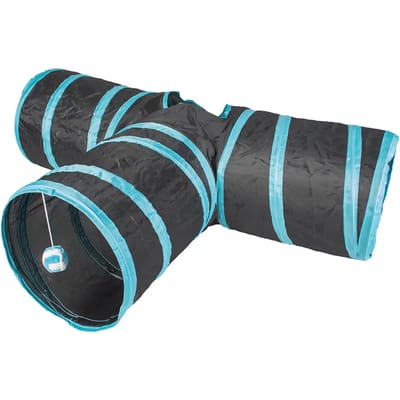 Duvoplus - Speelgoed Voor Dieren - Kat - Speeltunnel Snake 122x25cm Blauw/zwart - 1st