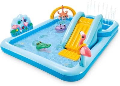 Opblaasbaar Speelcentrum - Kinderzwembad - Zomerpret - 2 Zwembaden in 1 - 244 x 198 x 71 cm - Blauw