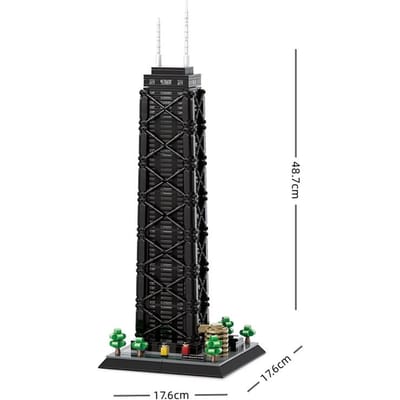 Chicago John Hancock Center Willis Tower Bouwstenen 1284 STUKS Architectuur Model Speelgoed Cadeau voor Volwassenen Kinderen black