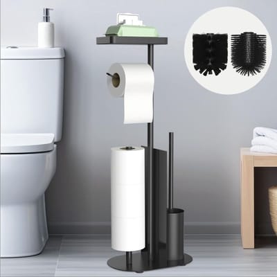Toiletbutler - Toiletrolhouder Staand - Zwart