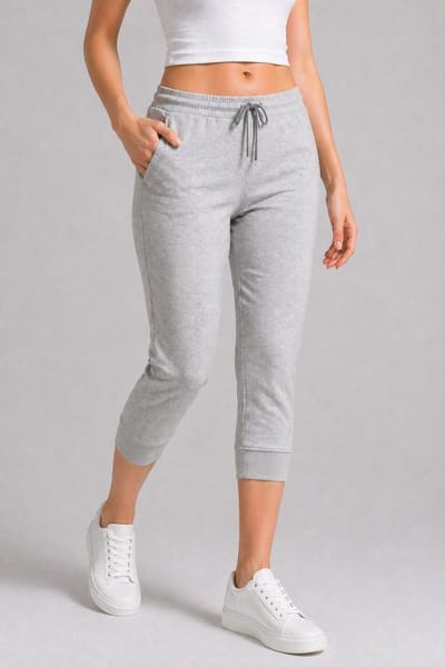 ROSS CAMP capri broek dames - joggingbroek katoen - broeken - sportbroek - zomerbroeken - Grijs - XS