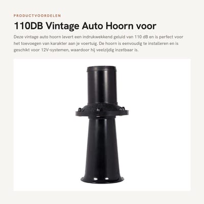 Dailygoods- Toeter 110 dB - Auto Toeter - Luchthoorn - Vintage Hoorn - 12V - 490 Hz - Diameter 8,9 cm - Autotoeter