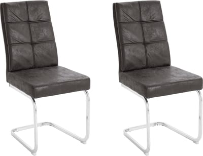 Lale-Eetkamerstoel - Set van 2 - Grijs Microvezel