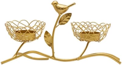 Kandelaar IJzeren Vogel - Decoratie Kaarshouder - Romantisch Diner - Creatief Tafelontwerp - Maat C