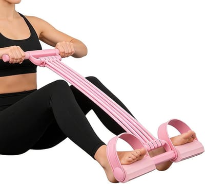 Elastische Sit-up Trekkoord - Fitnessapparaat Pedaal - Spieropbouw Thuis - Opvouwbaar Compact - 51 cm - Roze