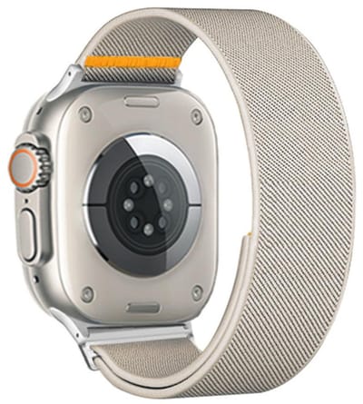 Nylon bandje - geschikt voor Apple Watch 1/2/3/4/5/6/7/8/9/10/11/ SE (1,2,3) met maat 38 mm / 40 mm / 41 mm en 42 mm (Watch 10/11) - starlight