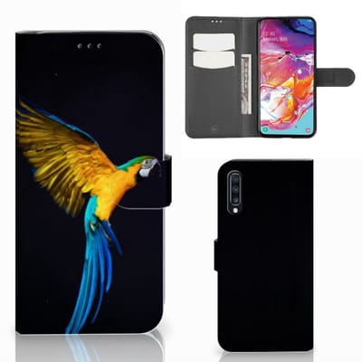 Samsung Galaxy A70 Telefoonhoesje met Pasjes Papegaai