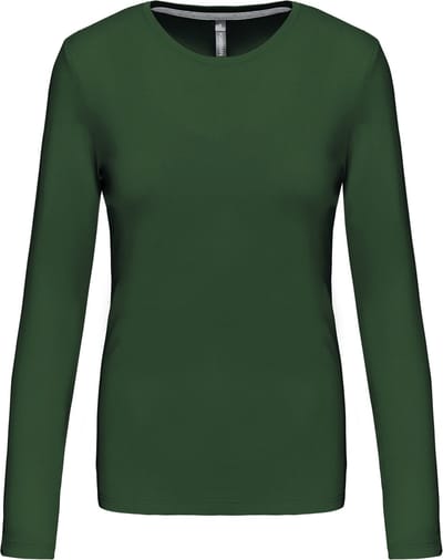 Kariban Dames T-shirt ronde hals lange mouwen K383 - Forest Green - 3XL