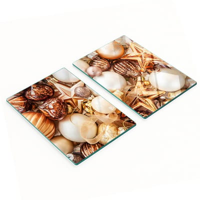 Glazen snijplanken met kerstboomversiering, 2x40x52 cm