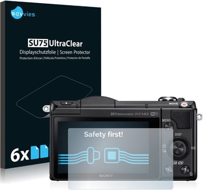 Savvies - Screenprotector voor Sony Alpha 5000 (DSLR-A5000) - Folie Beschermfolie transparant 6 Stuks