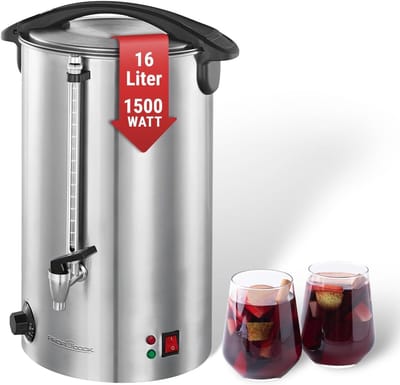 Warme dranken- en glühweindispenser 16 liter - Elektronische temperatuurregeling tot 100°C - 1500 Watt
