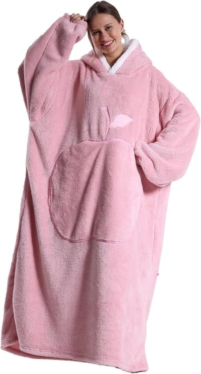 Extra lange en grote hoodiedeken met zakken - Draagbare fleece deken voor ultieme warmte en comfort
