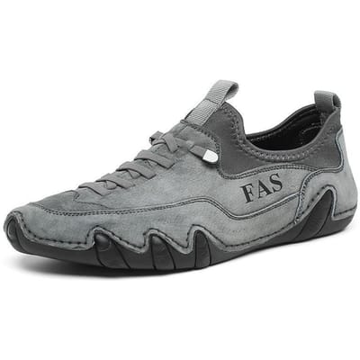 Nieuwe Lente- en Zomer Vrije Tijd Leren Schoenen Heren Leren Zachte Zool Leren Schoenen Ademend Antislip Instappers Herenschoenen 44 grijze kleur