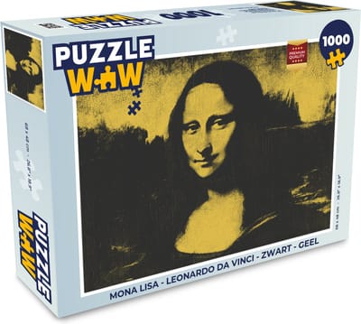 Puzzel Mona Lisa - Leonardo da Vinci - Zwart - Geel - Legpuzzel - Puzzel 1000 stukjes volwassenen