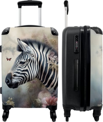 NoBoringSuitcases.com - Grote koffer zebra - Reiskoffer met 4 wielen - Trolley op wieltjes 72 liter - Rolkoffer groot lichtgewicht - Ruimbagage valies 20kg - Valiezen voor volwassenen hardcase - Reisbagage & reisaccessoires - Luggage suitcase medium