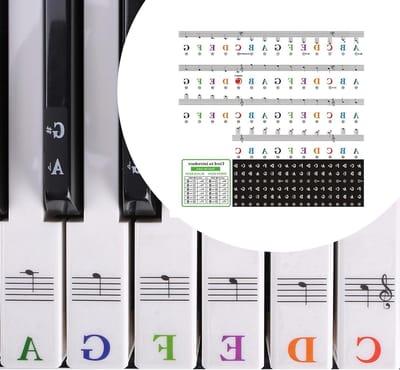 Piano Keyboard Music Labels for 88/76/61/54/49/37 Keys Colourful Music Stickers Piano Keys Reusable Piano Stickers for - ShopVlot