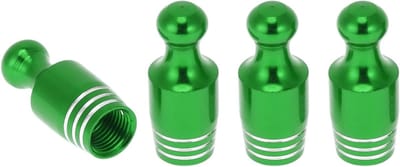 Decoratieve Bowling Vorm Band Valve Stam Caps - 4 Stuks Dust Covers van Groen Aluminium Legering voor Auto's en Motoren - 7x28mm