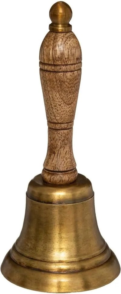 Atmosphera Tafelbel/handbel - 17,5 x 7,5 cm - mangohout - kerstman/butler bel - bellen