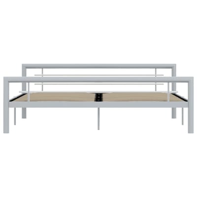 vidaXL - Bedframe - metaal - grijs - en - wit - 180x200 - cm