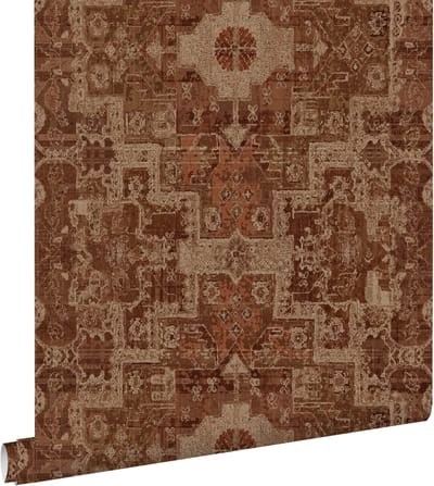 ESTAhome behang oosters kelim tapijt oranje bruin - 50 x 900 cm - 131361