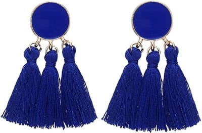 Fako Bijoux® - Oorbellen - Kwast - Cirkel Mini - Donkerblauw