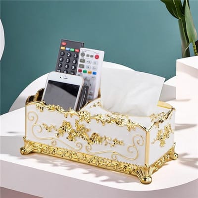 1 stuks Victoriaanse Decor Gezichtsdoos Houder Cover Badkamer Kantoor, Zilveren Plastic Tissuehouder
