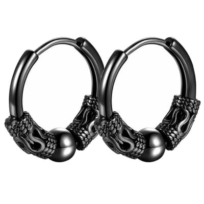 Fako Bijoux® - Punk Gothic Oorringen Vintage - RVS - Venice - 16mm - Zwart
