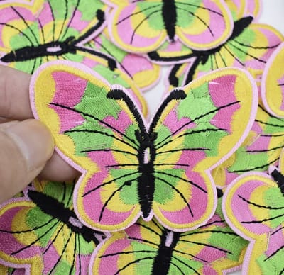 Vlinder Geel Meiden back to school- strijk embleem - patch - patches - stof & strijk applicatie