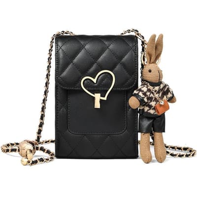 Mobiele Telefoontas Dames Tas Crossbody Tas Leer Deluxe Lente/zomer Kleine Tas Kettingtas black