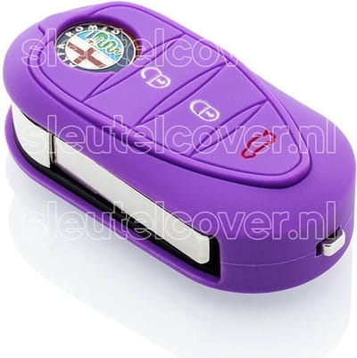 Autosleutel Hoesje geschikt voor Alfa Romeo - SleutelCover - Silicone Autosleutel Cover - Sleutelhoesje Paars