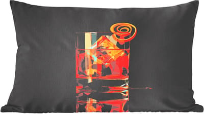 Sierkussens - Kussentjes Woonkamer - 60x40 cm - Glas - Ijsblokjes - Drinken - Bruin