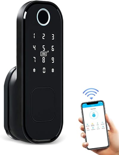 MIRA® Deurslot Buitendeur - Smartlock - Slim Deurslot Met Vingerdrukherkenning - Codeslot - Zwart - 4cm x 10cm x 18cm
