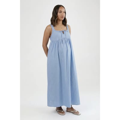 boohoo Dames Zwangerschaps Maxi Jurk Met Strikdetail Vooraan | Babyblauw | Maat: 36