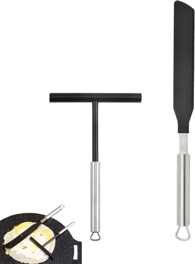 Spatels Set - Deegverdelers - Pannenkoeken Bakken - Roestvrij Staal - 2 stuks - Zwart