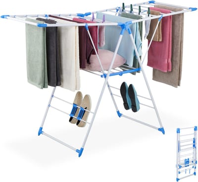 wasrek inklapbaar - 99x155x61cm - 4 houders voor schoenen - staand