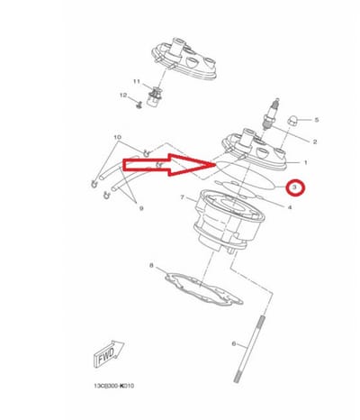 Joint de culasse origine pour Moto Minarelli 50 AM6 Ø2.62mm / 4YV-E1194-00-00 Neuf