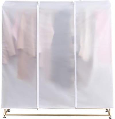 GELLDG Kledingrek Schutzhülle - PEVA Kleidersack - 120x50x150cm - Stofdicht, Waterdicht, Vochtwerend met Rits en Vier Hoekbanden - Geschikt voor Langdurige Opslag van Kledingrekken - Transluzent
