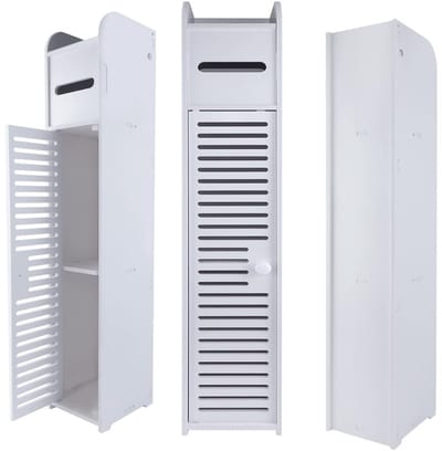 Smalle Badkamerkast met Deur & Lade – Ruimtebesparend Toilet Opbergkast voor Badkamer & WC