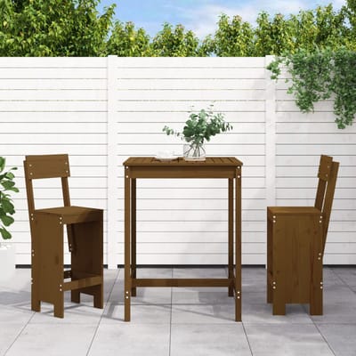 vidaXL - 3-delige - Tuinbarset - massief - grenenhout - honingbruin