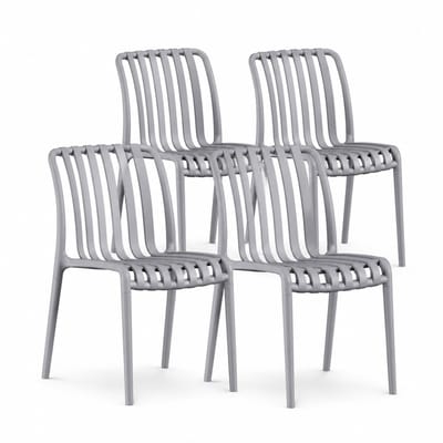 DS4U® - Max tuinstoel - Set van 4 - Grijs - Kunststof - Stapelbaar