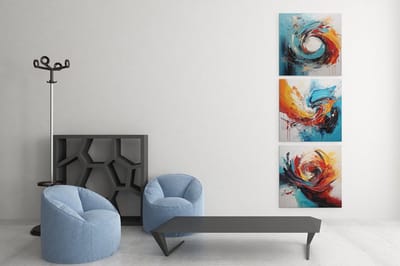 Drieluik Canvas Schilderij Abstract Kleurrijk – Moderne Wanddecoratie - 3x30x30 cm