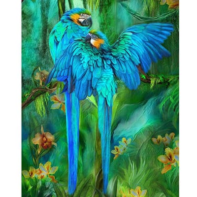 5D DIY diamant schilderij dier blauwe vogels volledige ronde diamant geborduurd kruissteek 20X30CM blue